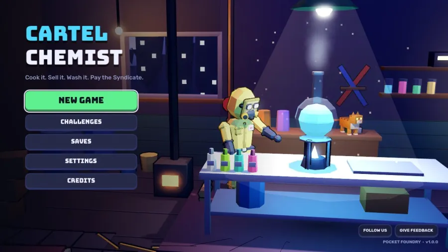 Cartel Chemist running in the browser, screen 2 captured by PlayNewt on October 27, 2026