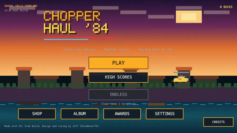 Chopper Haul '84 running in the browser, screen 1 captured by PlayNewt on October 26, 2026