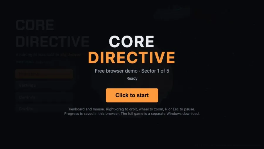Core Directive running in the browser, screen 2 captured by PlayNewt on October 27, 2026