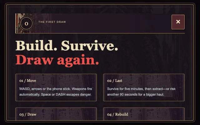 DEAD DRAW running in the browser, screen 2 captured by PlayNewt on October 26, 2026