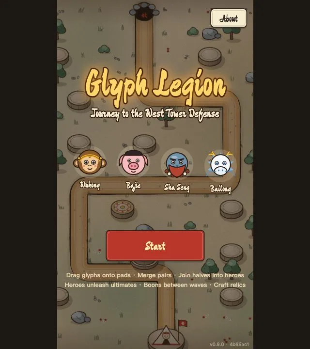 Glyph Legion running in the browser, screen 1 captured by PlayNewt on October 26, 2026