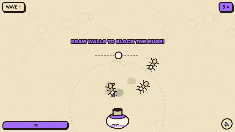 Inkwall Idle Defense running in the browser, screen 1 captured by PlayNewt on October 27, 2026