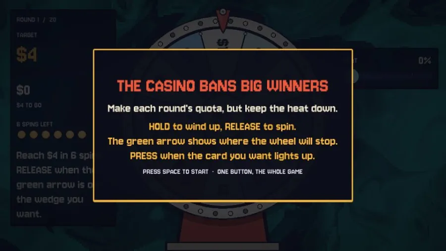 Money Wheel running in the browser, screen 1 captured by PlayNewt on October 27, 2026