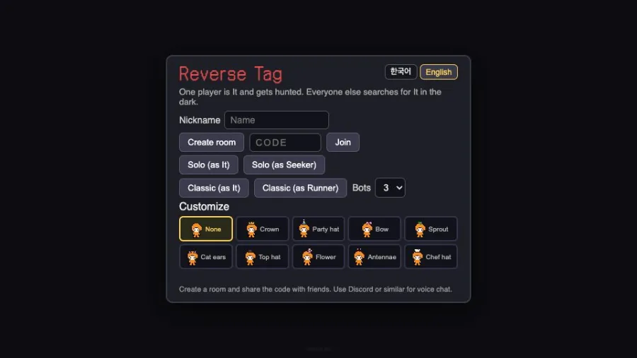 Reverse Tag running in the browser, screen 1 captured by PlayNewt on October 26, 2026