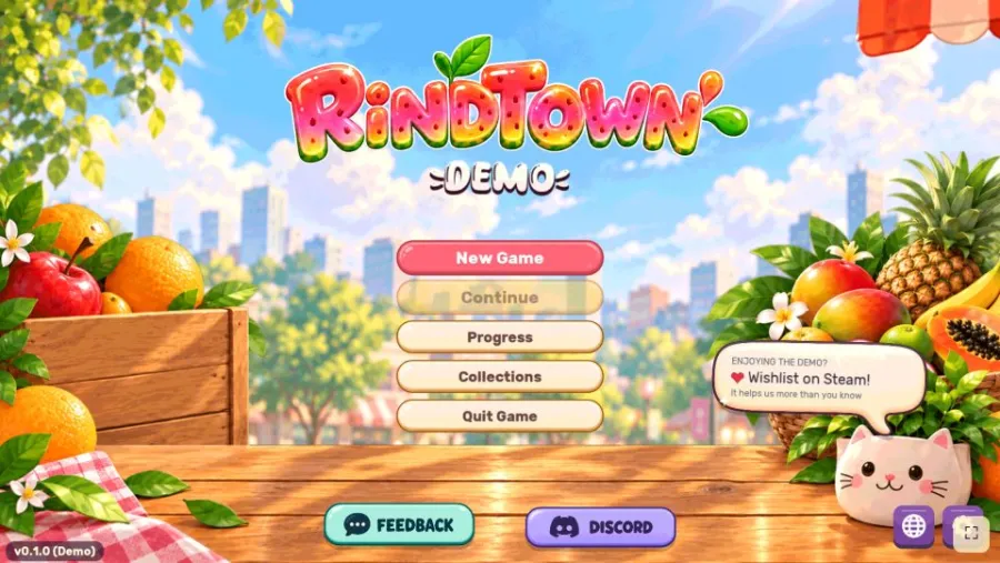 RindTown (Demo) running in the browser, screen 1 captured by PlayNewt on October 27, 2026