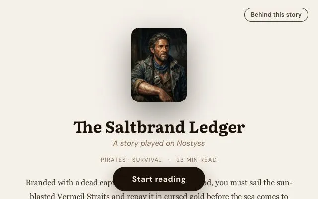 The Saltbrand Ledger running in the browser, screen 2 captured by PlayNewt on October 26, 2026