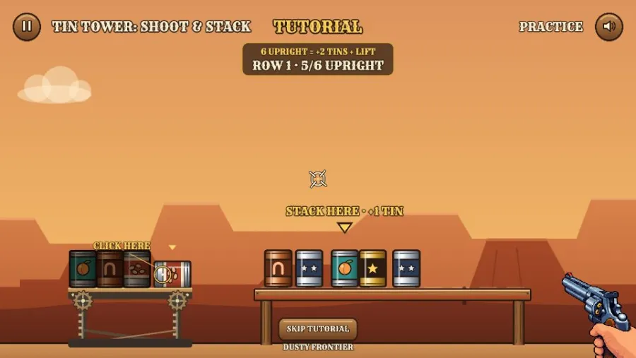 Tin Tower: Shoot & Stack running in the browser, screen 2 captured by PlayNewt on October 26, 2026